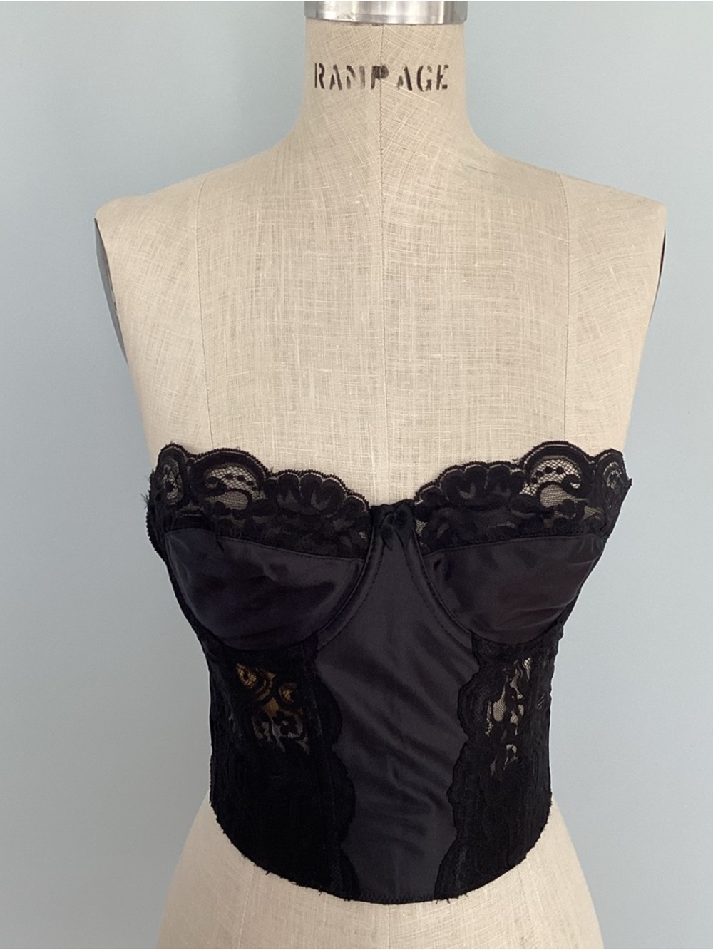 Victoria’s Secret Vintage Gold Label Black Lace Corset Bustier Top Size 36 C
